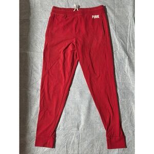 Victorias Secret PINK Red Jogger Sweatpants Womens Large Drawstring Pockets